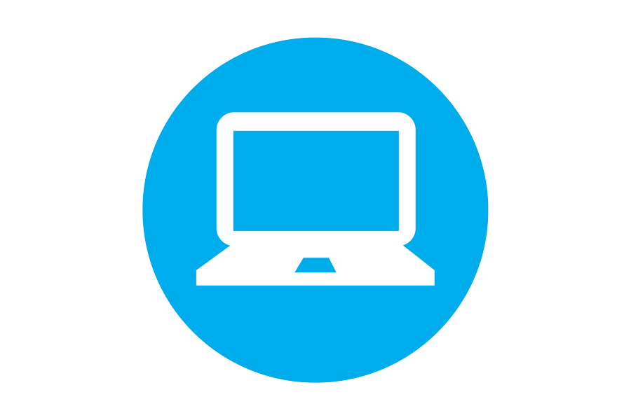 Icon of computer on blue background