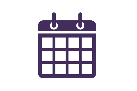 Purple icon of a calendar